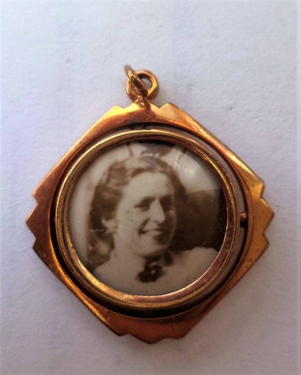 Antiek Doublé Fotomedaillon – Geometrisch Design (7812-1012)