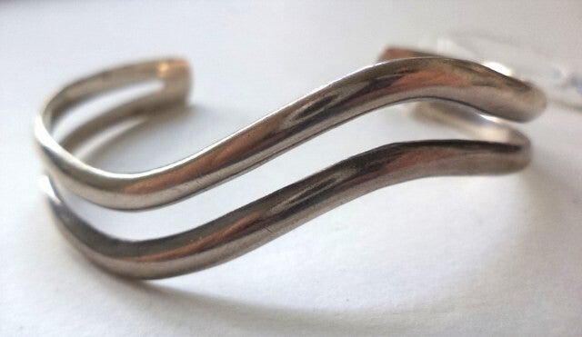 Vintage zilveren armband dubbele golf (7902-603)