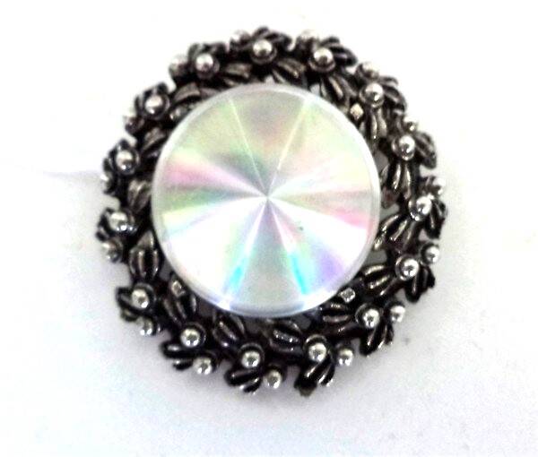 Zeldzame vintage Jewelcraft broche Iriserend schijfje (7906-4850)