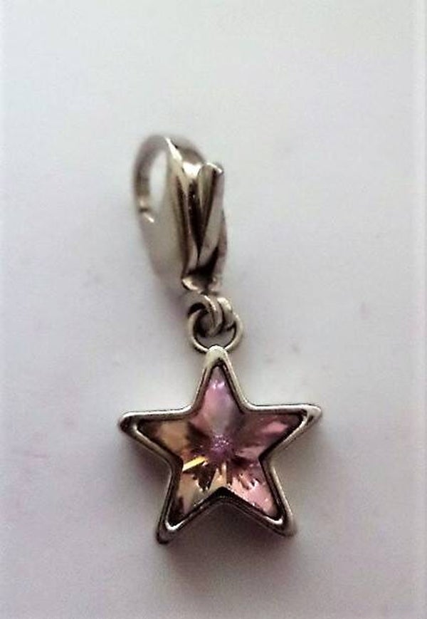 Swatch zilverkleurig hangertje ster met lila kristal (7933)