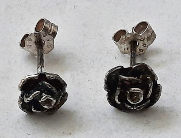 Nieuwe zilveren oorknopjes - Gedetailleerde Roos, 925 (7937)