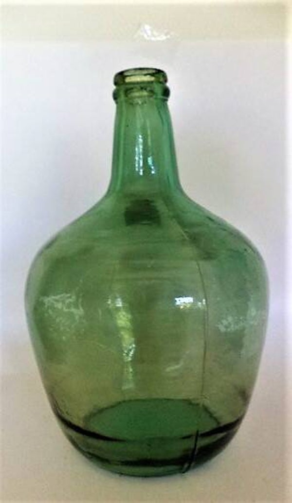 Prachtige vintage groene gistfles / Dame Jeanne (7938)