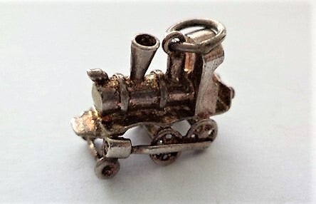 Vintage zilveren hanger stoomtrein / locomotief (7940)
