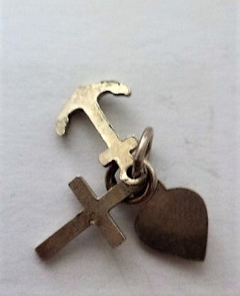 Vintage zilveren hanger Geloof, Hoop en Liefde, 800 (7940)