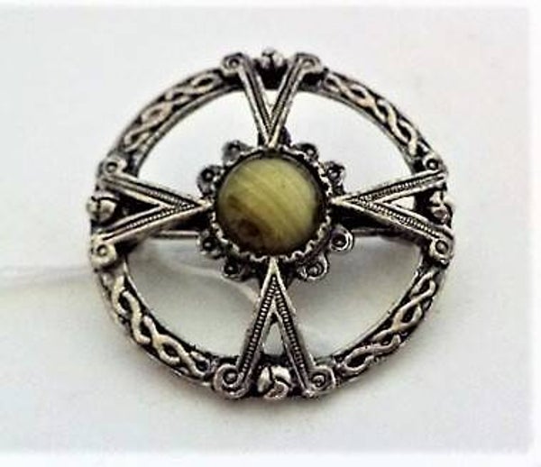 Schotse broche groene Agaat/Marmer (7948-5611)