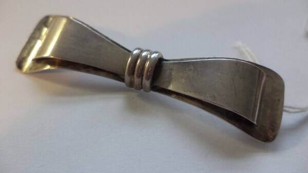 Prachtige zilveren art deco strik broche (7953-4292)