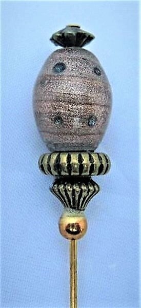 Elegante vintage hoedenspeld, Murano-stijl glas en brons (7958-R31)