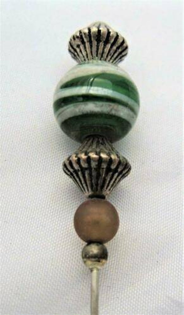 Vintage hoedenspeld, groen Lampwerk glas (7960-L29a)