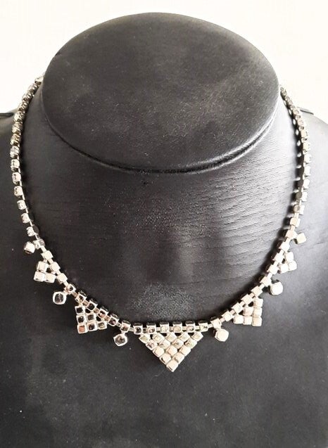 Schitterende vintage Strass Collier – Art Deco stijl (7966)