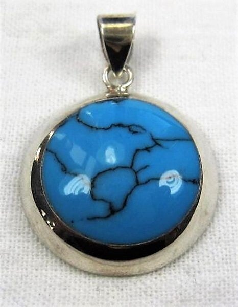 Prachtige zilveren hanger met turkoois 925 (7966-5637)