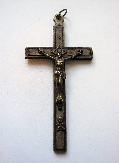 Groot vintage messing kruis crucifix (8032-1)