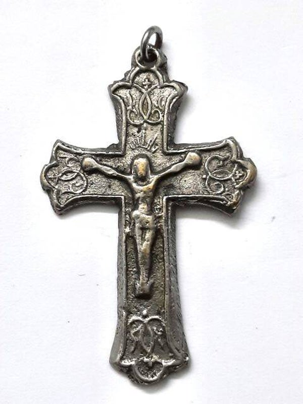 Prachtige vintage verzilverde Kruis Hanger – Pardon Crucifix (8043)