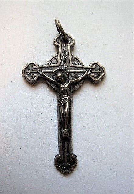 Vintage Italiaanse Crucifix Hanger, verzilverd - Italy  4,6 x 2,8 cm (8043)