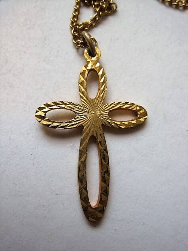 Hangertje kruisje double open met ketting (8043)