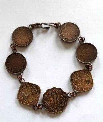 Vintage Trench art Muntarmband India 1939-1943 – 7 Munten (8062)