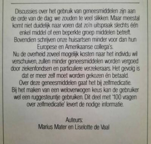 Mater - 100 Vragen over zelfmedicatie.