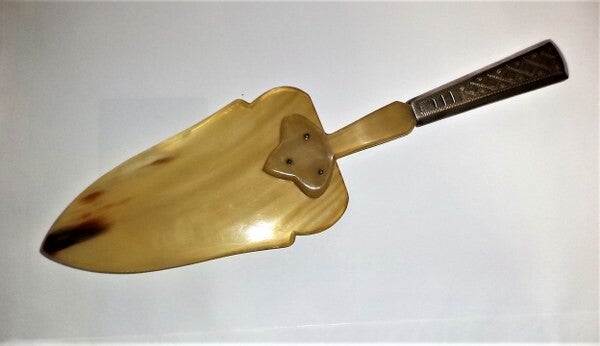 Antieke Art Deco taartschep - Zilver & Natuurlijk hoorn (7589-81)