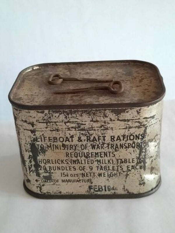 Zeldzaam! Vol ongeopend WOII rantsoenblik Horlicks (Februari 1944)