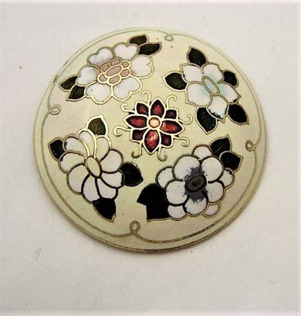 Sjaalclip, sjaalklem cloisonné emaille met bloemen (6688-84)