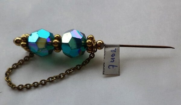 Elegante vintage-stijl hoedenspeld met iriserende facetkralen (7402-A20)