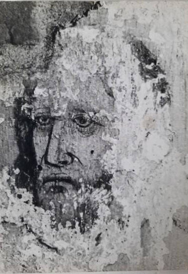 Houten Wandbord / Reproductie Historisch Fresco Jezus