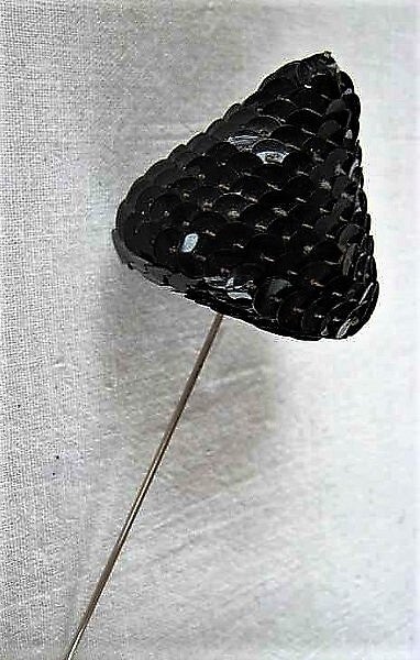 Antieke Victoriaanse, Edwardiaanse hoedenspeld, zwarte Pailletten (K67)