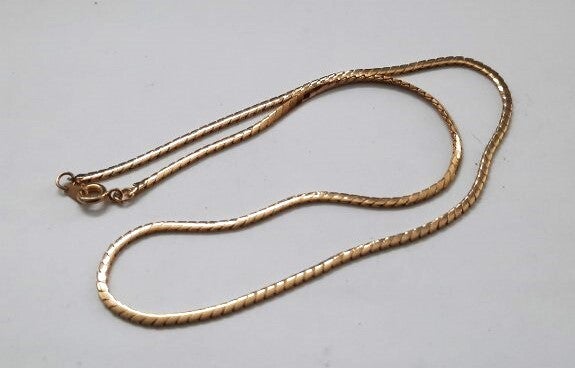 Prachtige Doublé ketting, platte Visgraat schakel (Ket 5)