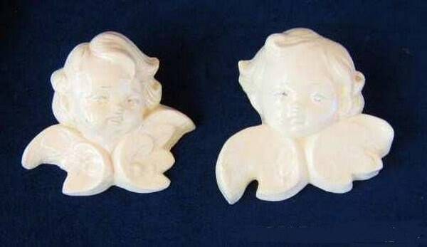 Set van 2 Vintage Cherubijntjes / Engeltjes – Wanddecoratie Gips