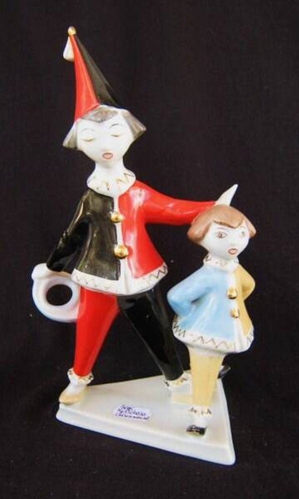 Hollohaza - Art Deco Zingende clown met kind (3095)