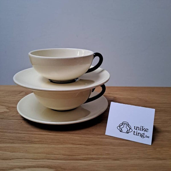 Art Deco/Bauhaus zwart gele koffiekopjes (Waechtersbach, West-Germany)