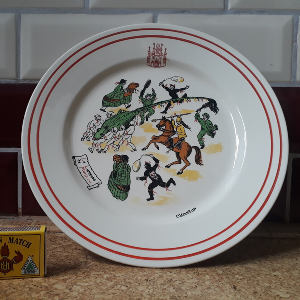 Decoratief bord - Le Lumeçon de Mons (Boch, 1938)
