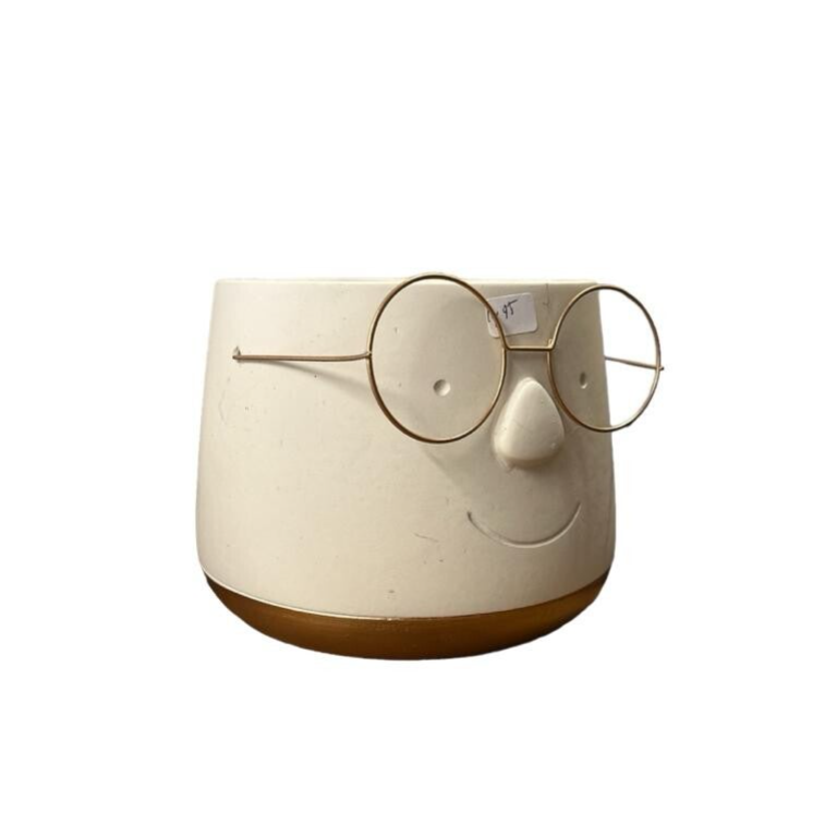 POT MET BRIL  12.5x14.5cm GOUD LET OP B KEUS