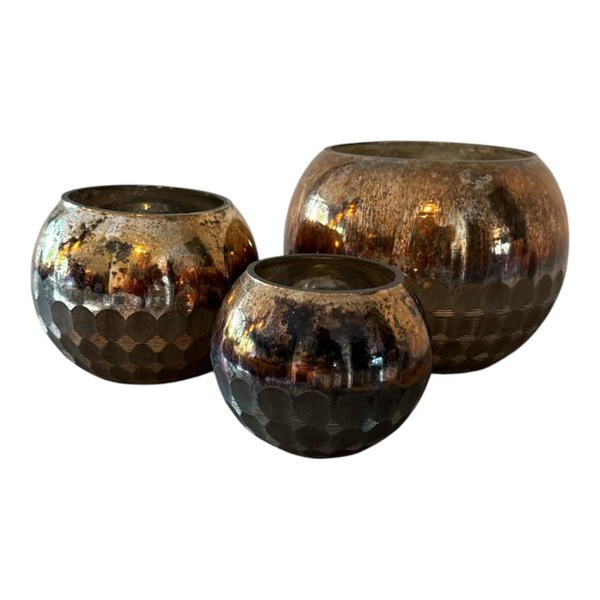 WAXINELICHTHOUDER BOL GLAS SET MDD DECORATIONS