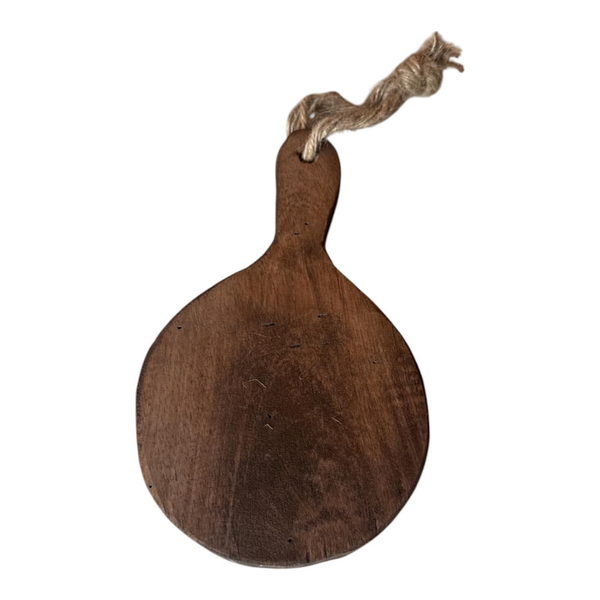 HOUTEN PLANKJE MET HANDVAT BRUIN