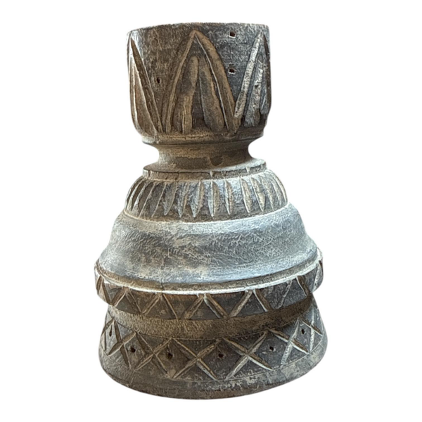 HOUTEN KANDELAAR RIBBED MDD DECORATIONS