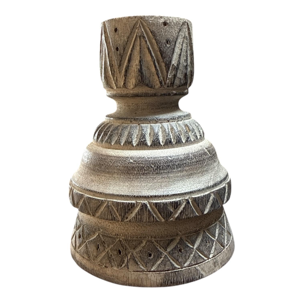HOUTEN KANDELAAR RIBBED MDD DECORATIONS
