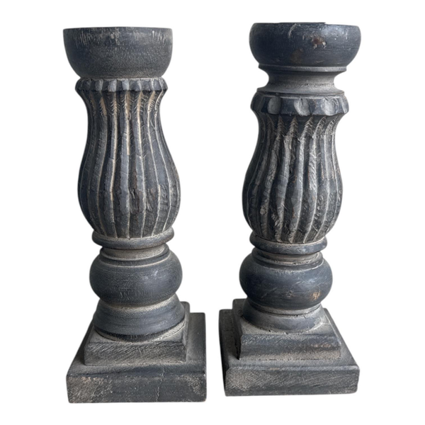 HOUTEN KANDELAARS SET LINES MDD DECORATIONS