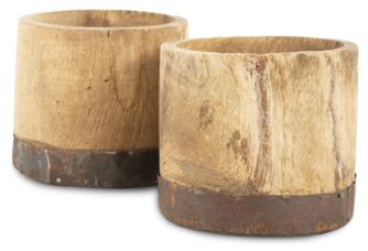 POT INDIA OUD HOUT EN METAAL UNIEK