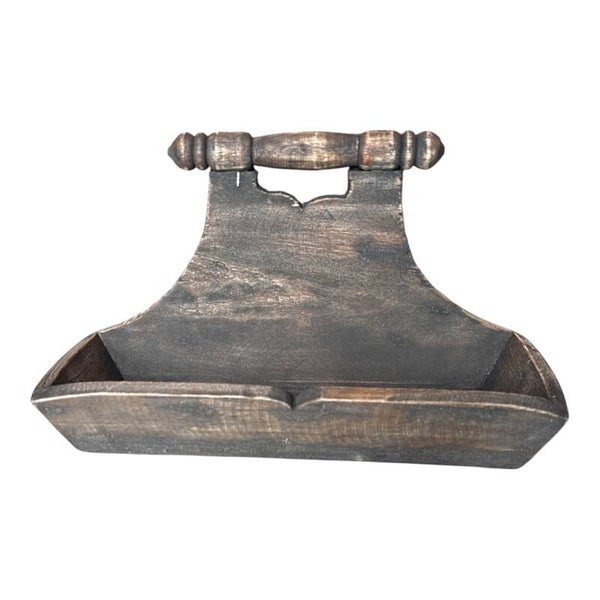 HOUTEN BAKJE MET HANDVAT BRUIN