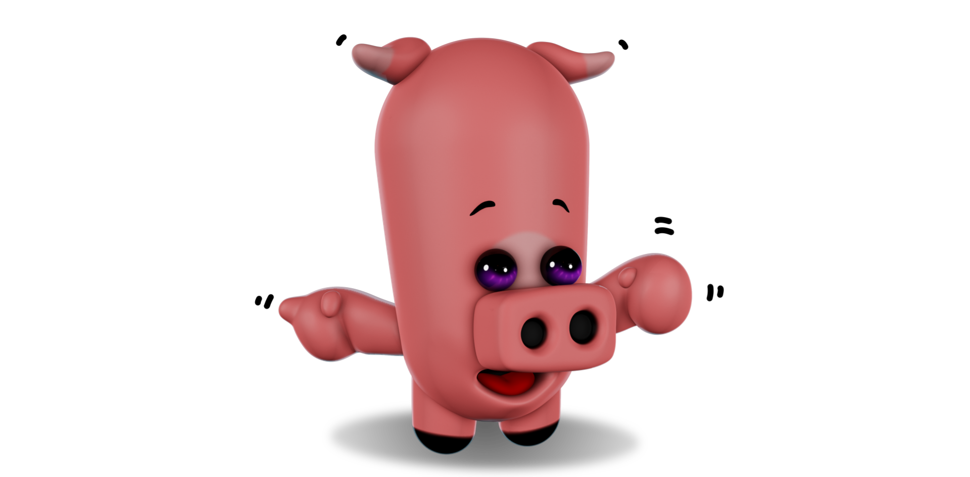 3D afbeelding Varkentje die graag iets moois laat zien