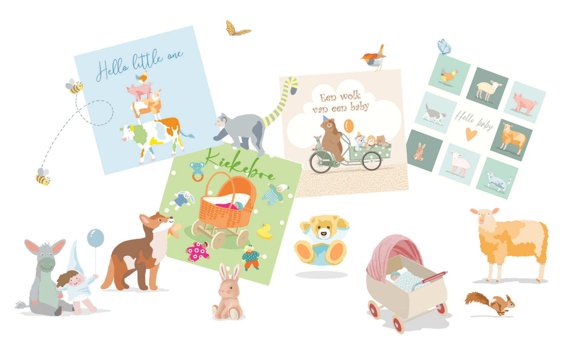 Van nieuwsgierige kippetjes tot vrolijke olifantjes, de felicitatiegeboortekaarten van Markantontwerp
