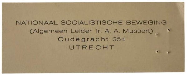 Origineel WW2 Kaartje 'NSB - Leider Mussert'