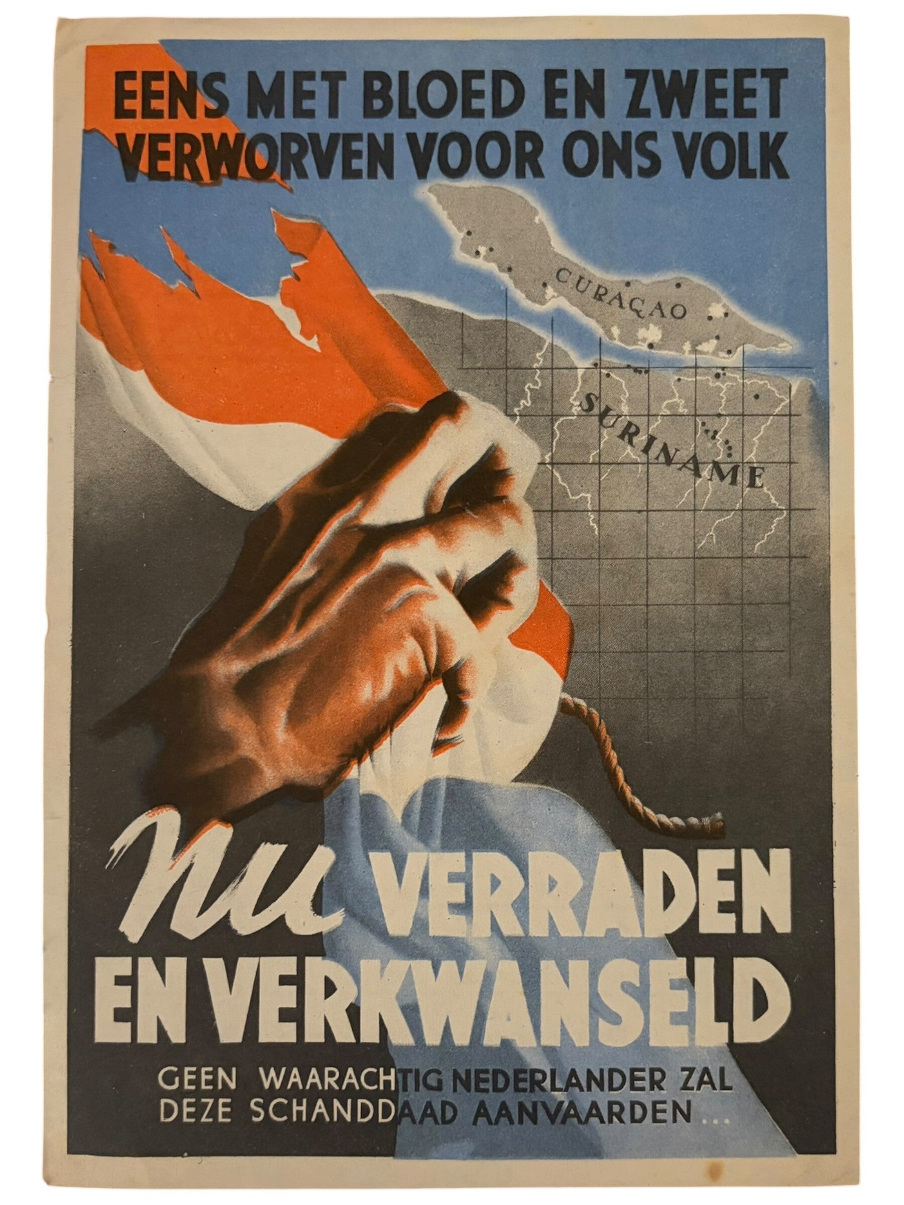 Originele WW2 Flyer 'Nu Verraden en Verkwanseld' N.S.B. Propaganda