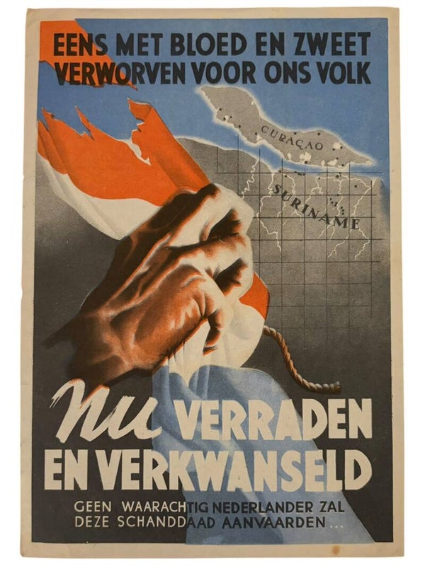 Originele WW2 Flyer 'Nu Verraden en Verkwanseld' N.S.B. Propaganda