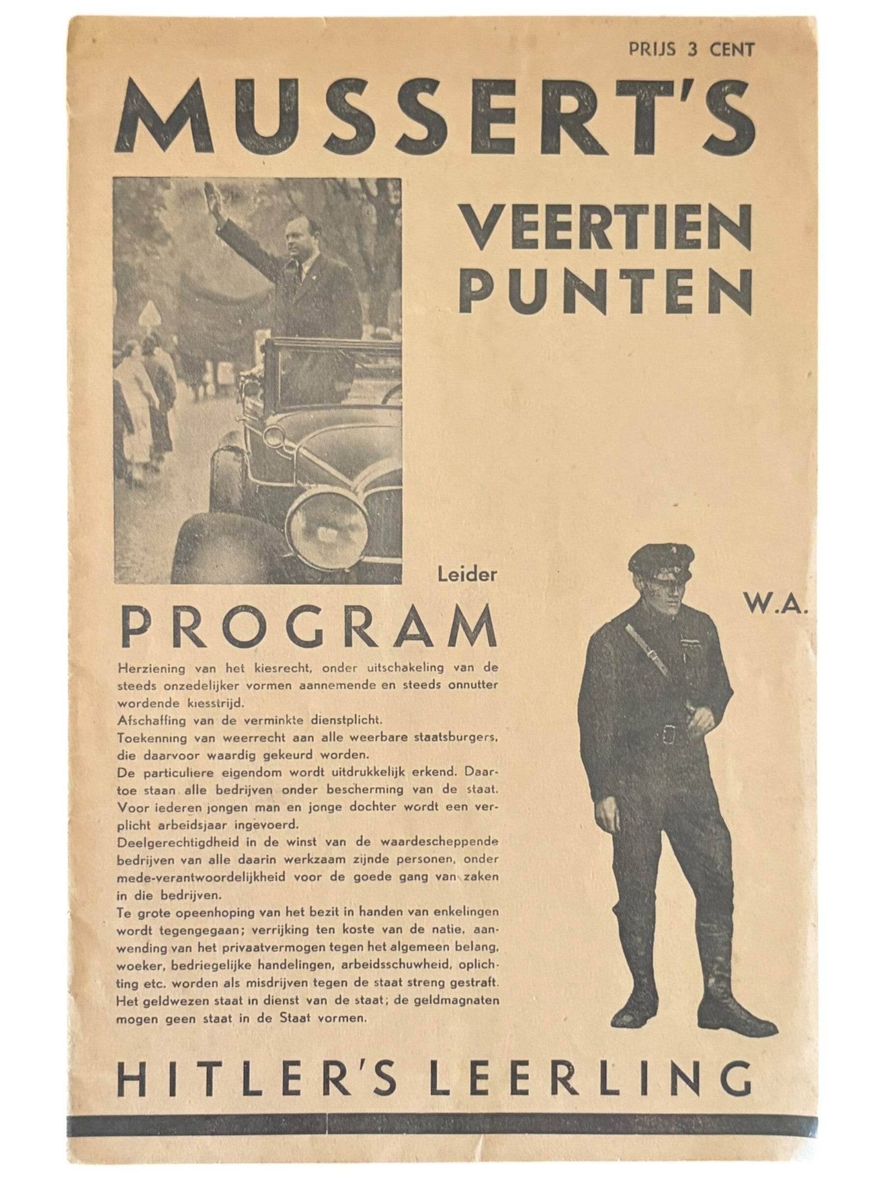 Originele WW2 Brochure 'Mussert's Veertien Punten' Program Hitler's Leerling