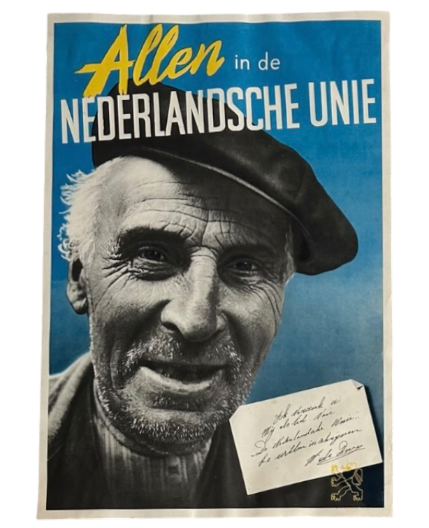 Originele WW2 Poster-affiche 'Allen in de NEDERLANDSCHE UNIE' (formaat 45x30cm)