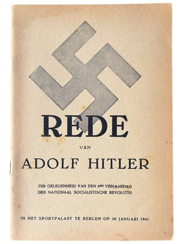 Originele WW2 Brochure 'Rede van Adolf Hitler 1941' Berlijn - 30 januari 1941