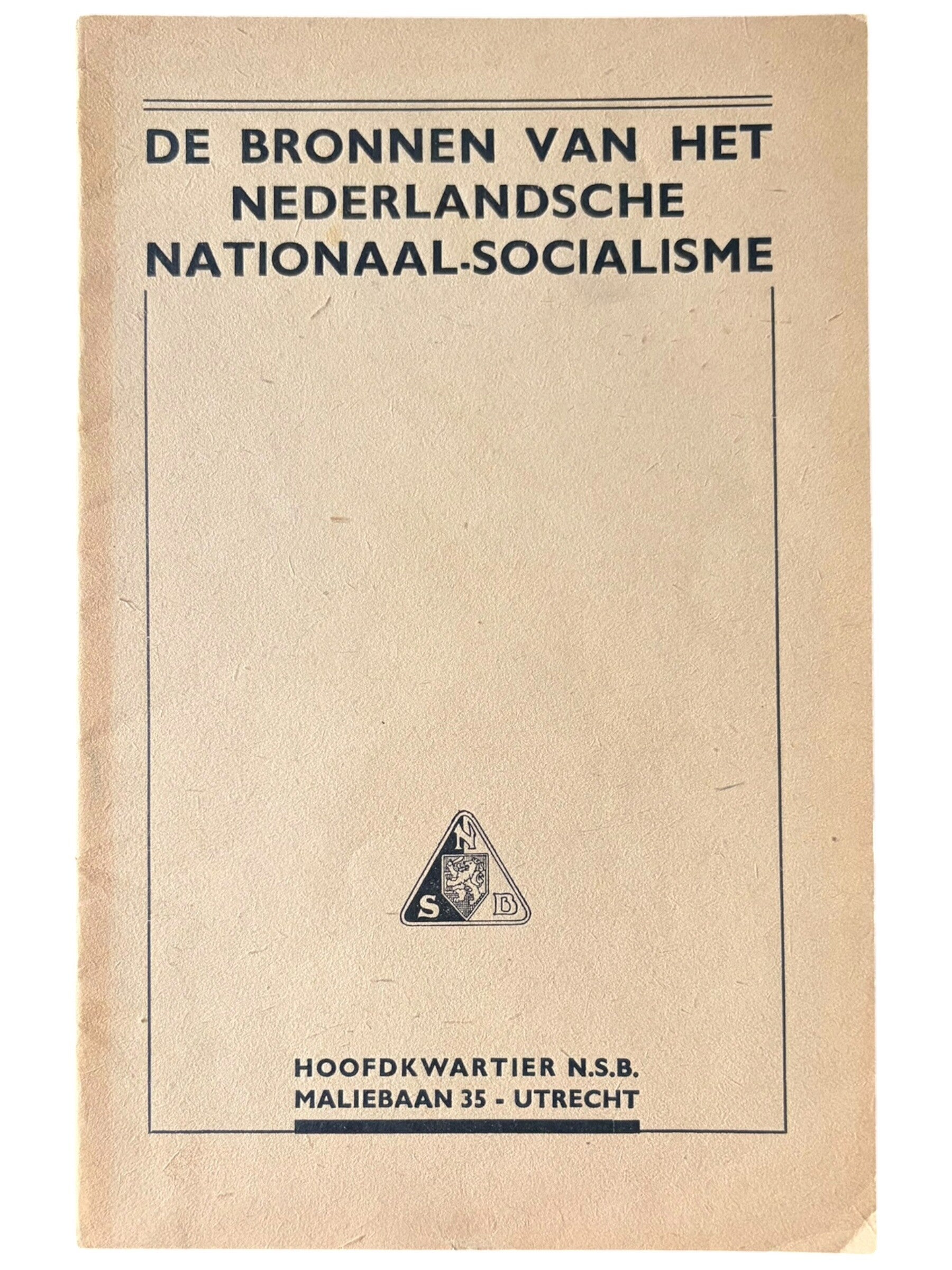 Originele WW2 Brochure N.S.B. 'De Bronnen van het Nationaal-Socialisme'