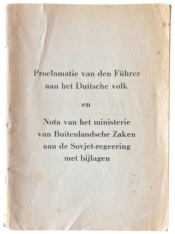 Originele WW2 Brochure 'Proclamatie van den Führer aan het Duitsche Volk'