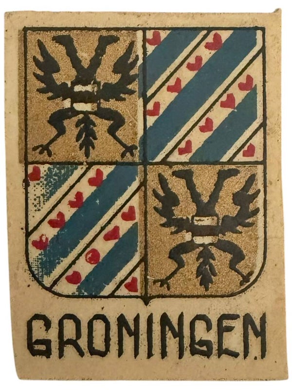 Origineel WW2 Provinciaal speldje Winterhulp Nederland 'Groningen'